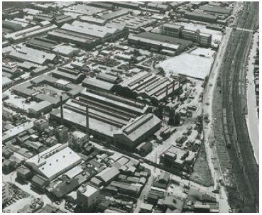 機械事業部高蔵製作所 当時は敷地内に鋼機工場もあった(1970年頃)