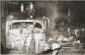 当時国内最大の10トンエレクトロメタルス式アーク炉(1927年)